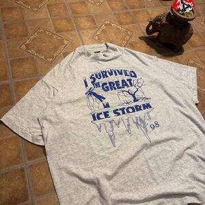 Vintage 1998 "I Survived The Great Ice Storm" Shirt - XL - Made in Canada